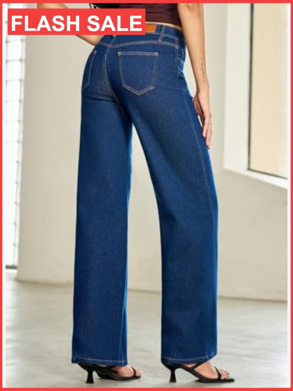 High Rise Baggy Wide Leg Jeans Straight Leg Denim Pants - Picture 2 of 7